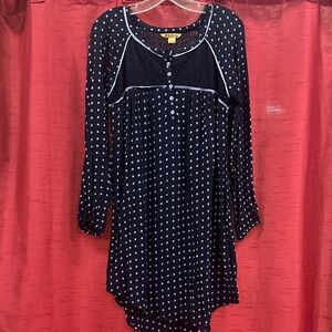 April Cornell Black and White Polka Dot Long Sleeve Dress